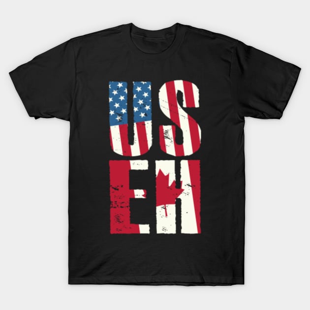 US EH American Canadian USA Canada Flag USEH Proud Patriotic T-Shirt by beardline